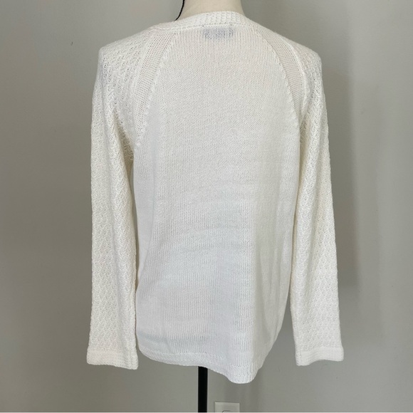 🦃Jones New York White Cable Knit Crew Neck Sweater - Picture 3 of 4